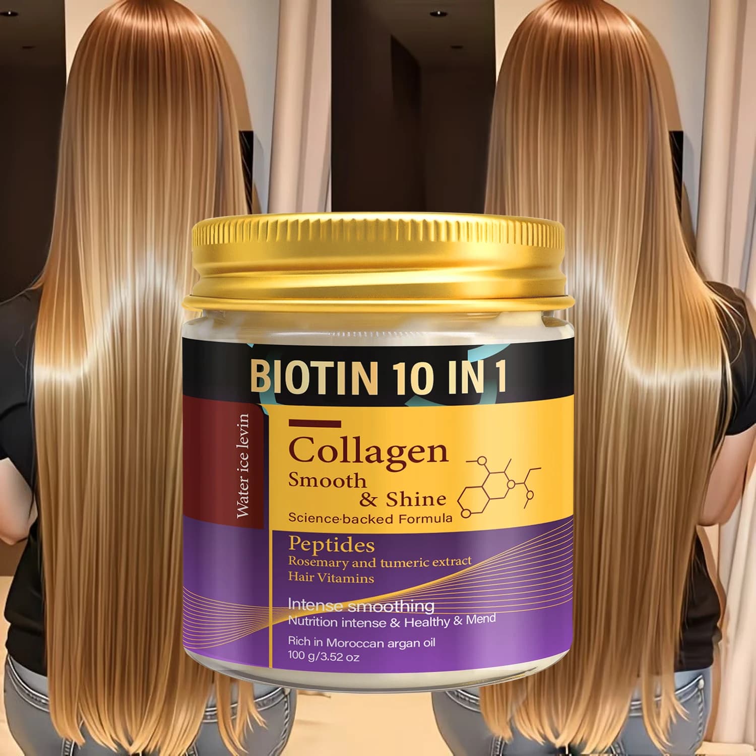 Maschera per Capelli al Collagene e Cheratina - Formula 10-in-1 con Biotina per Capelli Lisci, Lucenti e Riparati