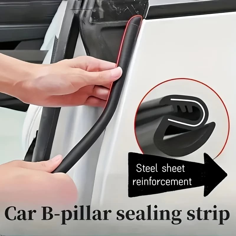2pcs Car B-pillar Seal Strip with Steel Bar Door Edge Rubber Weatherstrip Sound Insulation Waterproof Universal Fit