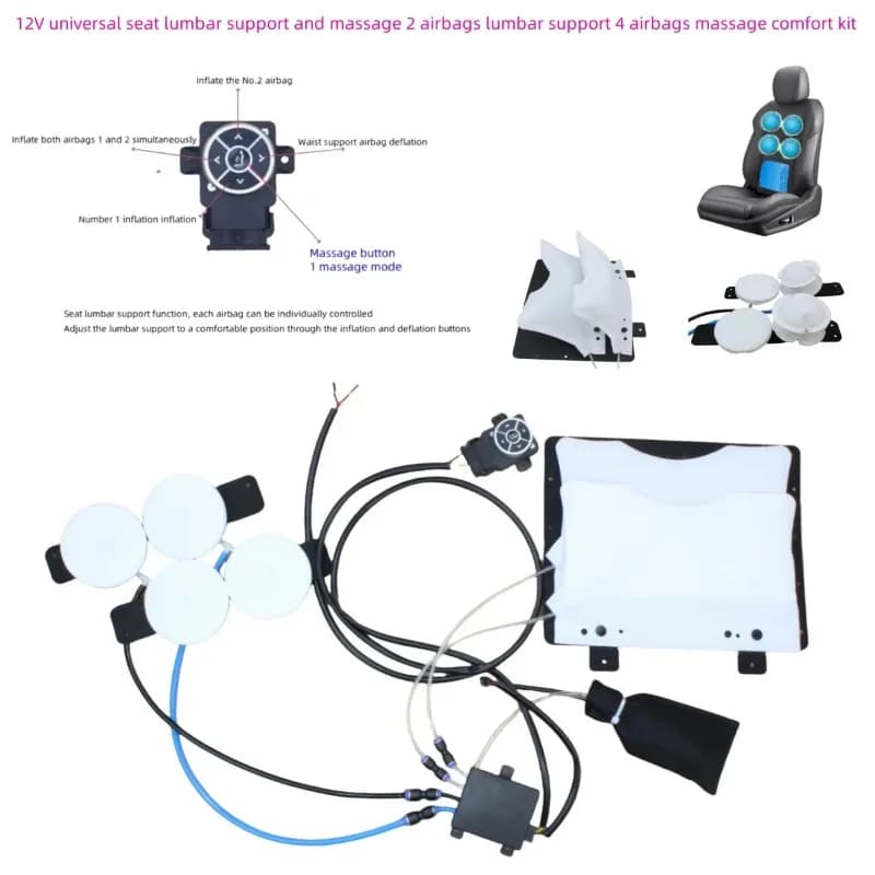 Tappetini per auto da 12 V Cuscino per sedile interno Comfort Cuscino lombare per la schiena Accessori per prodotti di supporto per massaggio pneumatico