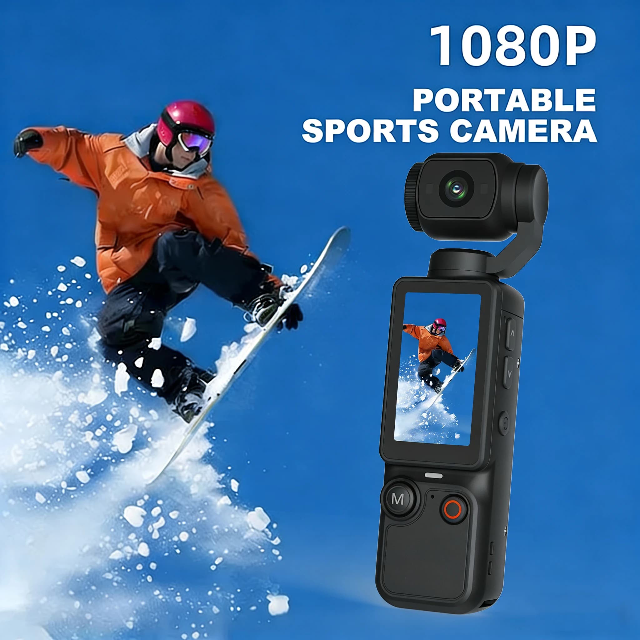 Videocamera Tascabile 1080P con Scheda di Memoria da 32GB, 180° ° Fotocamera portatile con obiettivo rotante manualmente per viaggi e vlogging