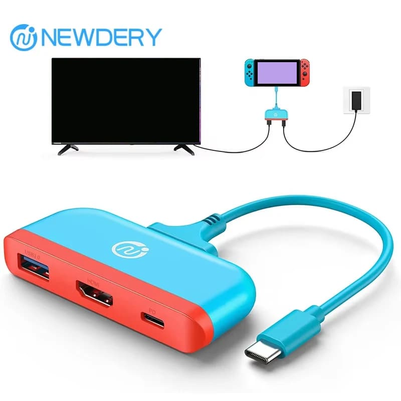 NEWDERY Switch Dock per Nintendo Switch OLED/Steam Deck/Samsung DeX Switch Docking Station per TV Tipo C a 4K Adattatore Hub HDMI