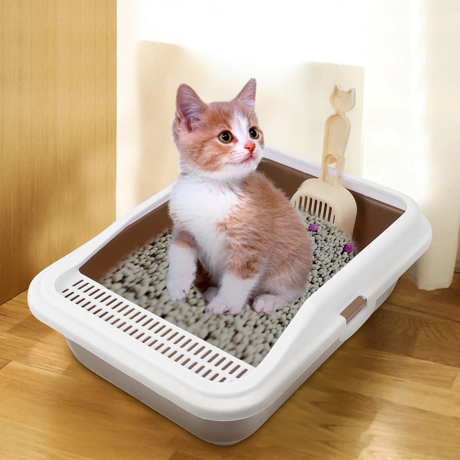 Lettiera per Gatti Semi-Chiusa Anti-Schizzi con Vassoio Deodorante, Vasino Facile da Pulire per Gattini