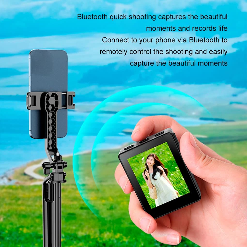 Monitor Wireless Bluetooth Portatile Mini per Selfie e Vlog con Schermo per Smartphone, Compatibile con iPhone e Android