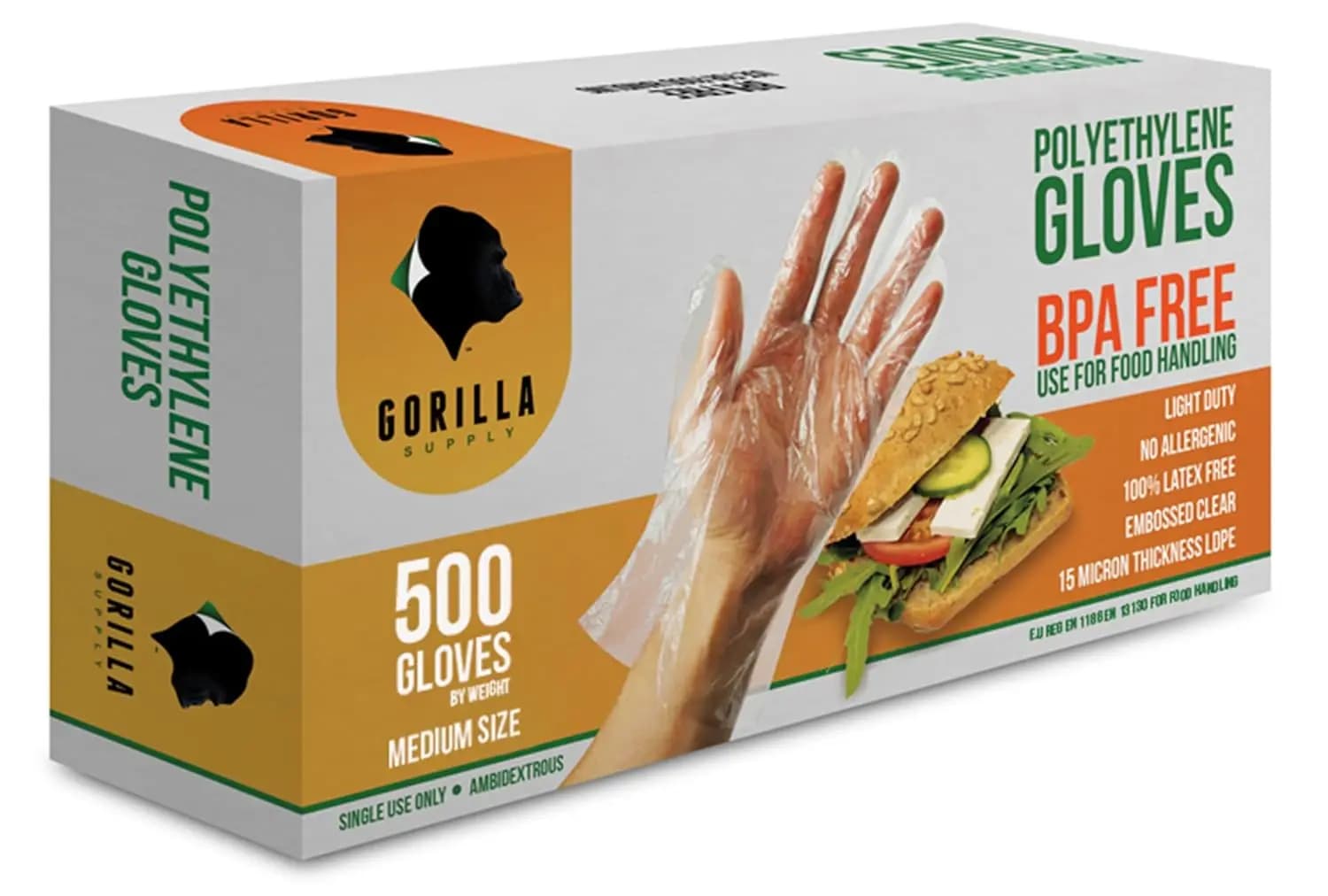 500 BPA Free Premium Disposable Gloves Poly PE LDPE Plastic for Kitchen Food Handling Food Prep Latex & Powder Free (500 Count,