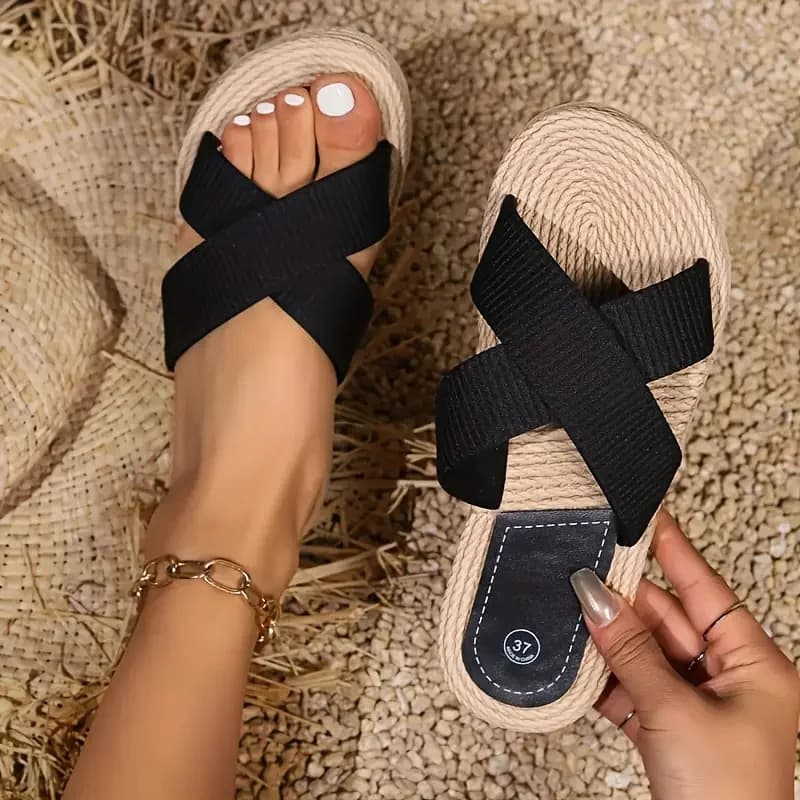 Donne 2025 Nuove Pantofole Moda Estiva Corda di Canapa Pantofole da Usura Esterna Casual Sandali Leggeri e Scarpe da Donna Presentazioni Aziende Produttrici Giochi da Donna