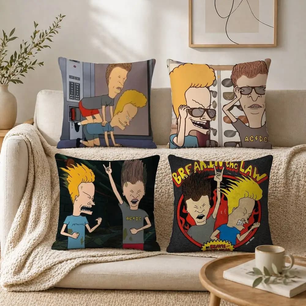 Divertente federa per cuscino B-Beavis e BUTT-HEAD per divano, soggiorno, ufficio, decorazione per la casa, copertura protettiva