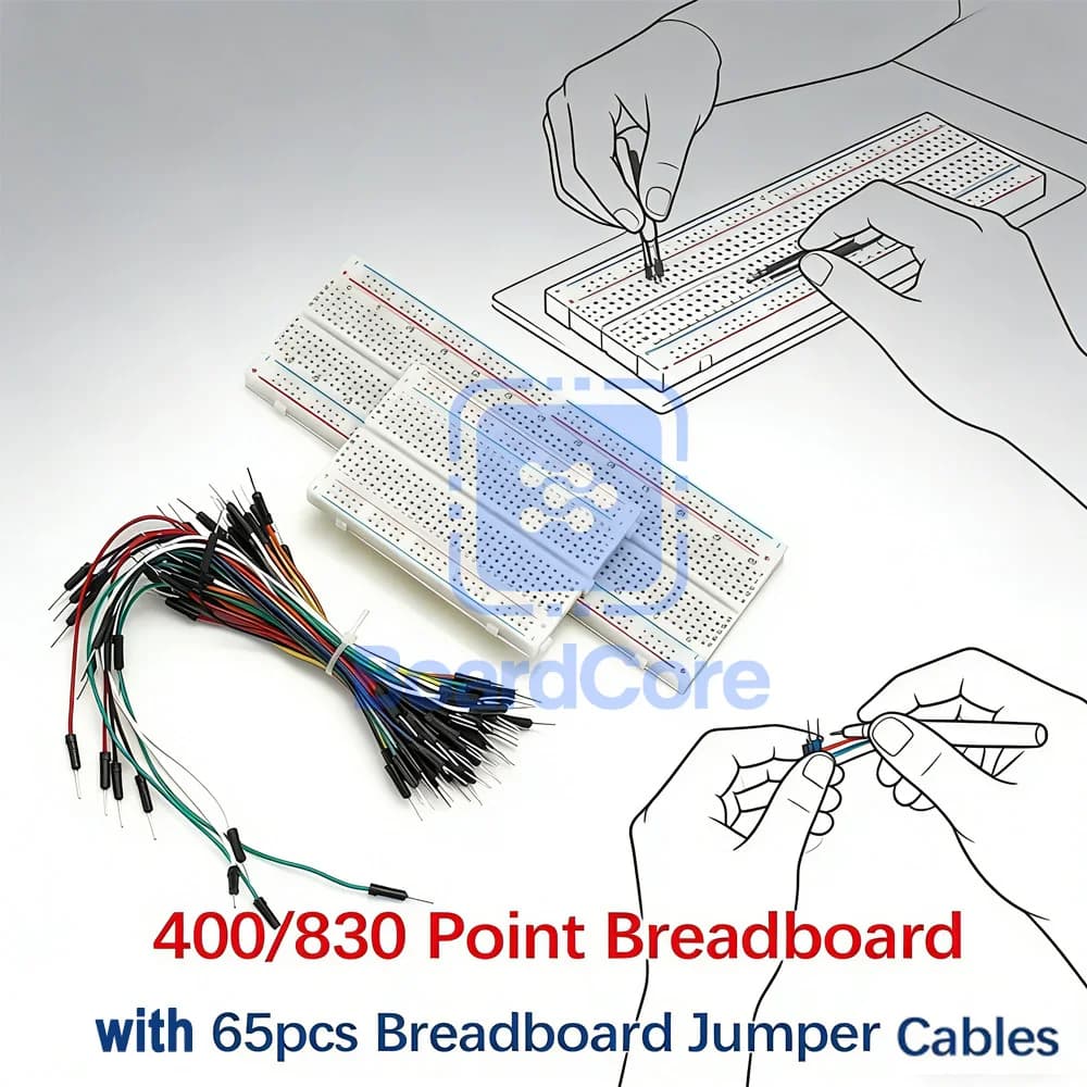Breadboard Kit 400/830 Points with 65 Jumper Cables for Electronic Projects Fai-da-Te Arduino Raspberry Pi