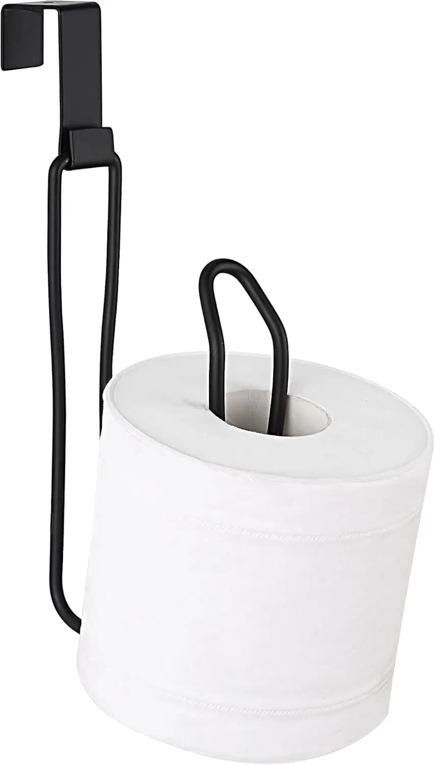 Portarotolo da appendere sopra il WC per l'organizzazione del bagno - In metallo, contiene 1 rotolo, nero