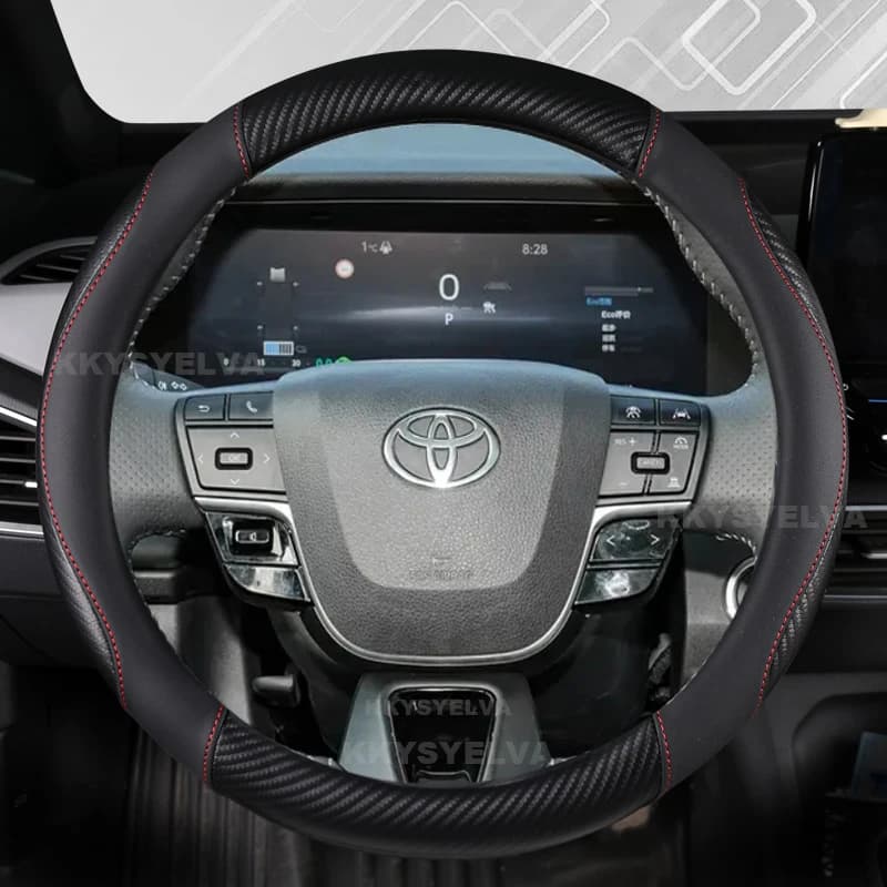 Carbon Fiber Leather Car Steering Wheel Cover For Toyota Corolla RAV4 2019-2024 Camry 2018-2024 Avalon 2019-2024 Accessories