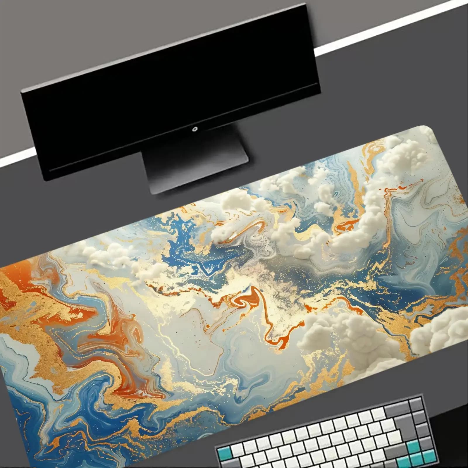 Nuovo Tappetino per Mouse XXL Ripple, Tappetino da Scrivania in Gomma Naturale Antiscivolo per Ufficio e Gaming