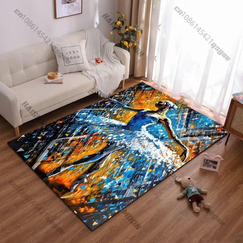 Ballet dancer vibrant artistic expression carpet Yoga living room room decor children's crawling mat doormat area rug