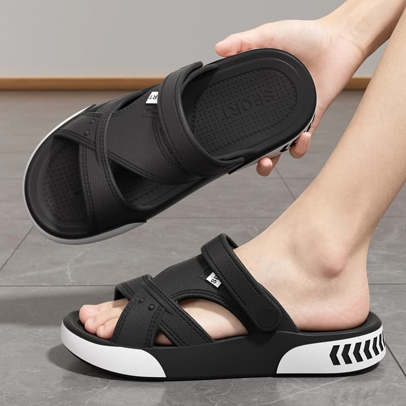 Men's Summer Slippers Fashion Thick Sole Slides Non-Slip Indoor Outdoor Walking Beach Sandals Comfortable Couple House Shoes