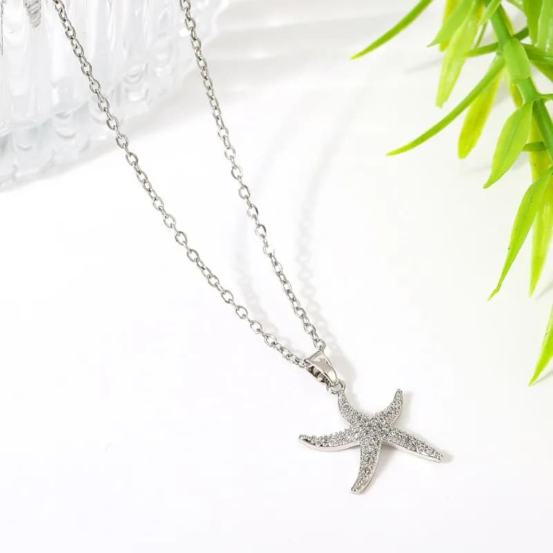 Collana da Spiaggia Bohemien con Ciondolo a Stella Marina, Stile Oceano, Catena per Clavicola, Versatile, Placcata Oro
