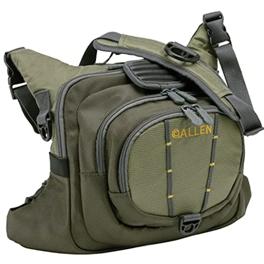 Allen Company Fall River Fly Fishing Chest Pack - Adatto per 6 scatole porta attrezzatura/mosche e altri accessori - Verde oliva