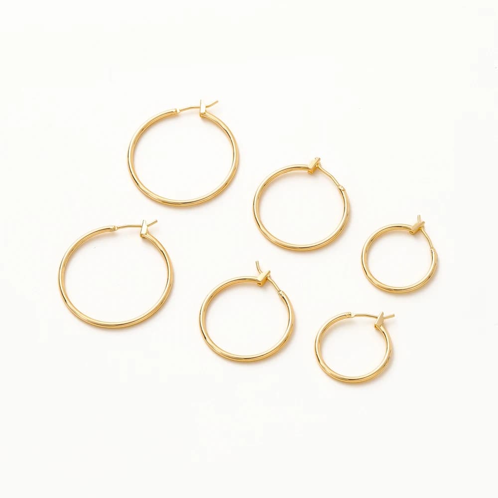 2/4/6pcs 20 25 30mm 18K Gold Plated Round Hoop Earrings Brass Metal Circle Earring Findings For DIY Jewelry Making Craft