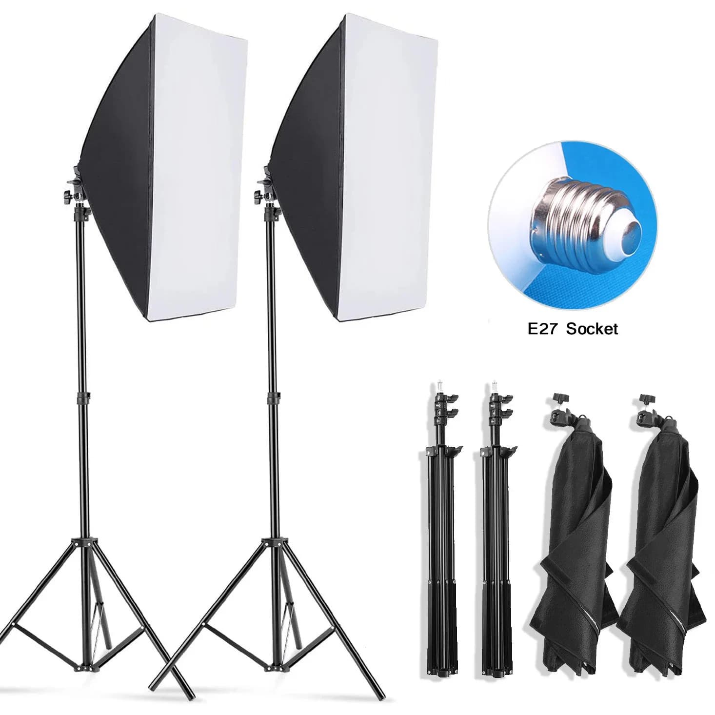 Softbox per fotografia professionale Softbox per illuminazione con treppiede E27 Lampadina fotografica Sistema di luce continua per studio fotografico