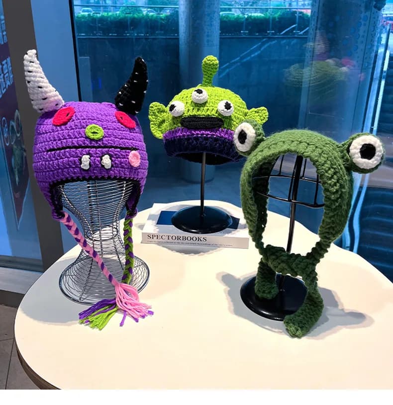 Passamontagna Unisex alla Moda per Cosplay, Carnevale, Feste, Cappello Invernale Caldo per Adulti e Bambini, Divertente Cappello Lavorato a Maglia con Mostro Cartoon