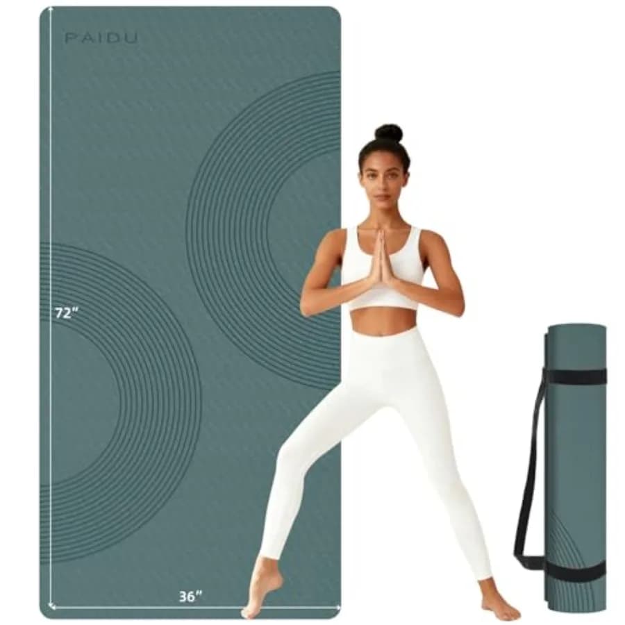 Tappetino da yoga grande, 72" x 36" x 2/5" (10 mm di spessore), tappetino per esercizi antiscivolo, materiale POE certificato SGS, ideale per palestra domestica, yoga, pilates