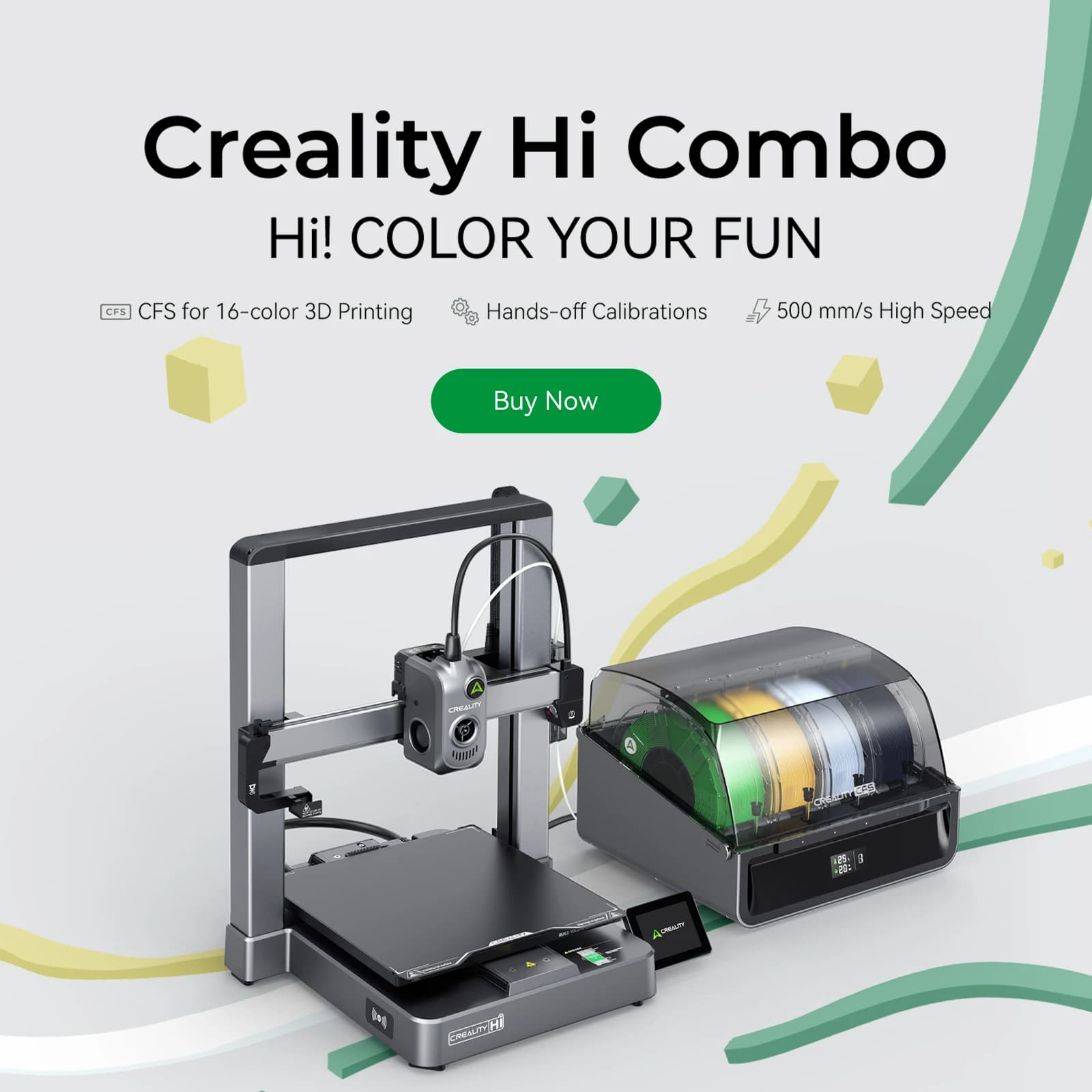3D Creality Hi Combo Printer, Latest Multicolor Printing Technology with CFS Filament System, Fast 3D Printers Fai-da- ♪