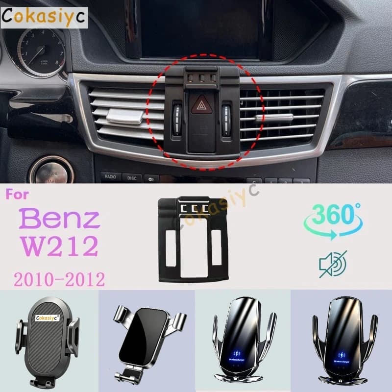 Supporto per telefono da auto per Mercedes Benz E200 E300 W212 2010-2012, supporto per cellulare con ricarica wireless, accessori per auto