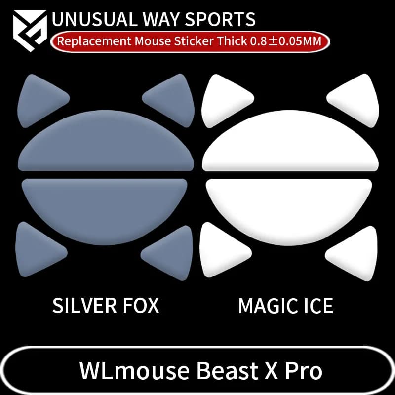 InsolitoWaySports Mouse Pattini Piedi WLmouse Beast X Pro Superficie curvata PTFE Anti collasso Magic Ice Pink Black Silver Fox