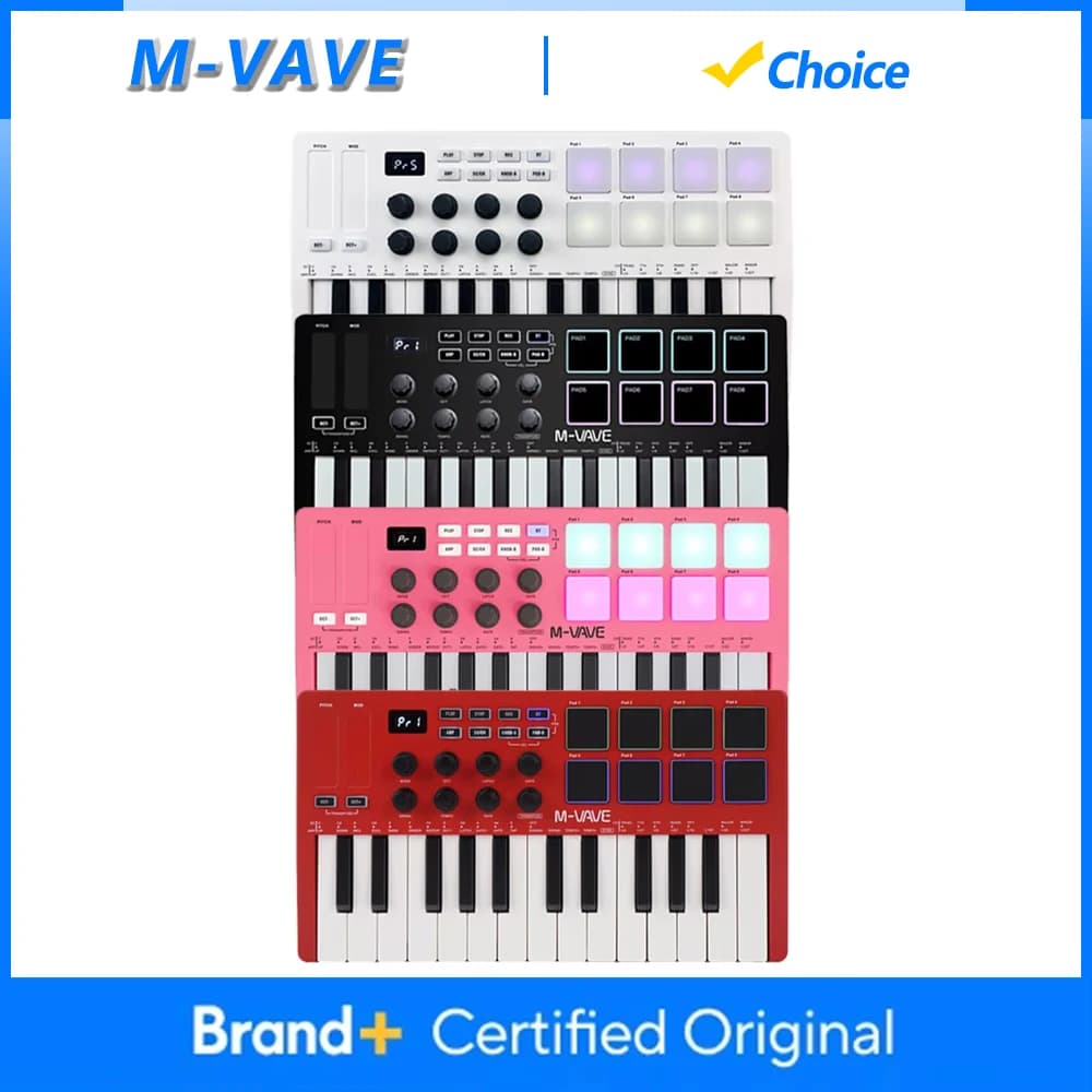 M-VAVE SMK-25 Controller MIDI a 25 Tasti con 8 Pad Retroilluminati RGB per Produzione Musicale