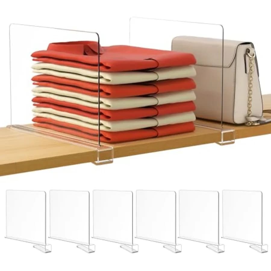6 Pack Closet Organizers and Storage, Shelf Dividers, Vertical Purse Organizer for Closet Perfect for Sweater, Shirts, Handbags