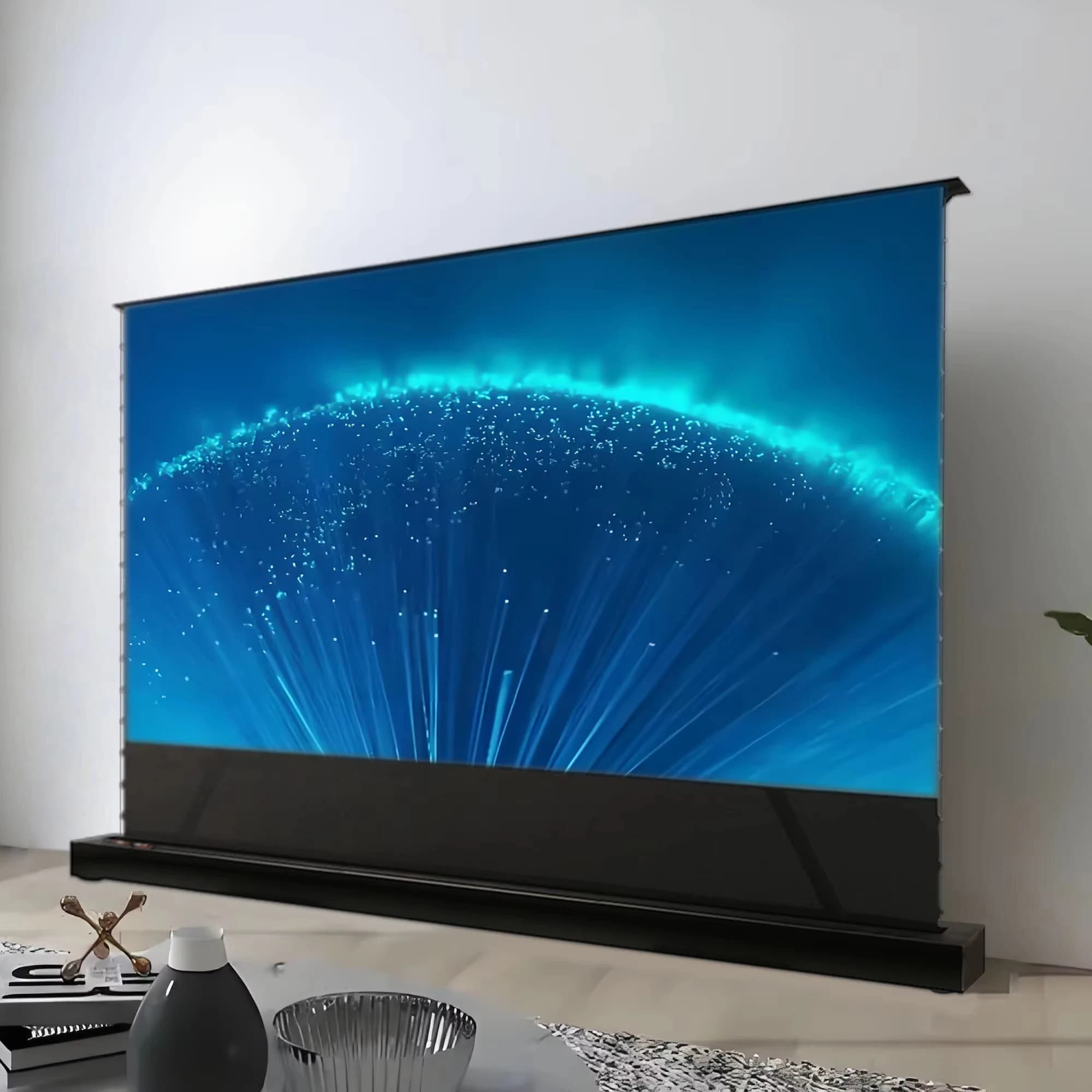 Schermo per Proiettore Elettrico da Pavimento Ultra HD 4K CBSP UST ALR, Schermo di Proiezione Elettrico per Proiettore Laser UST Domestico