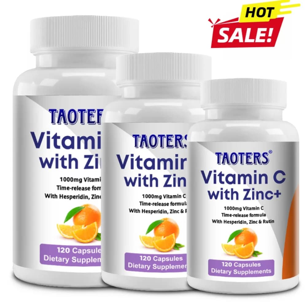 30/60/120pcs Vitamin C Capsules 1000mg with Zinc Powerful Immune Support Antioxident