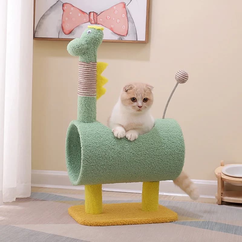 Tiragraffi per Gatti con Cuccia Integrata, Scaffale e Albero per Gatti, per Giocare, Dormire e Saltare, Accessori per Gattini