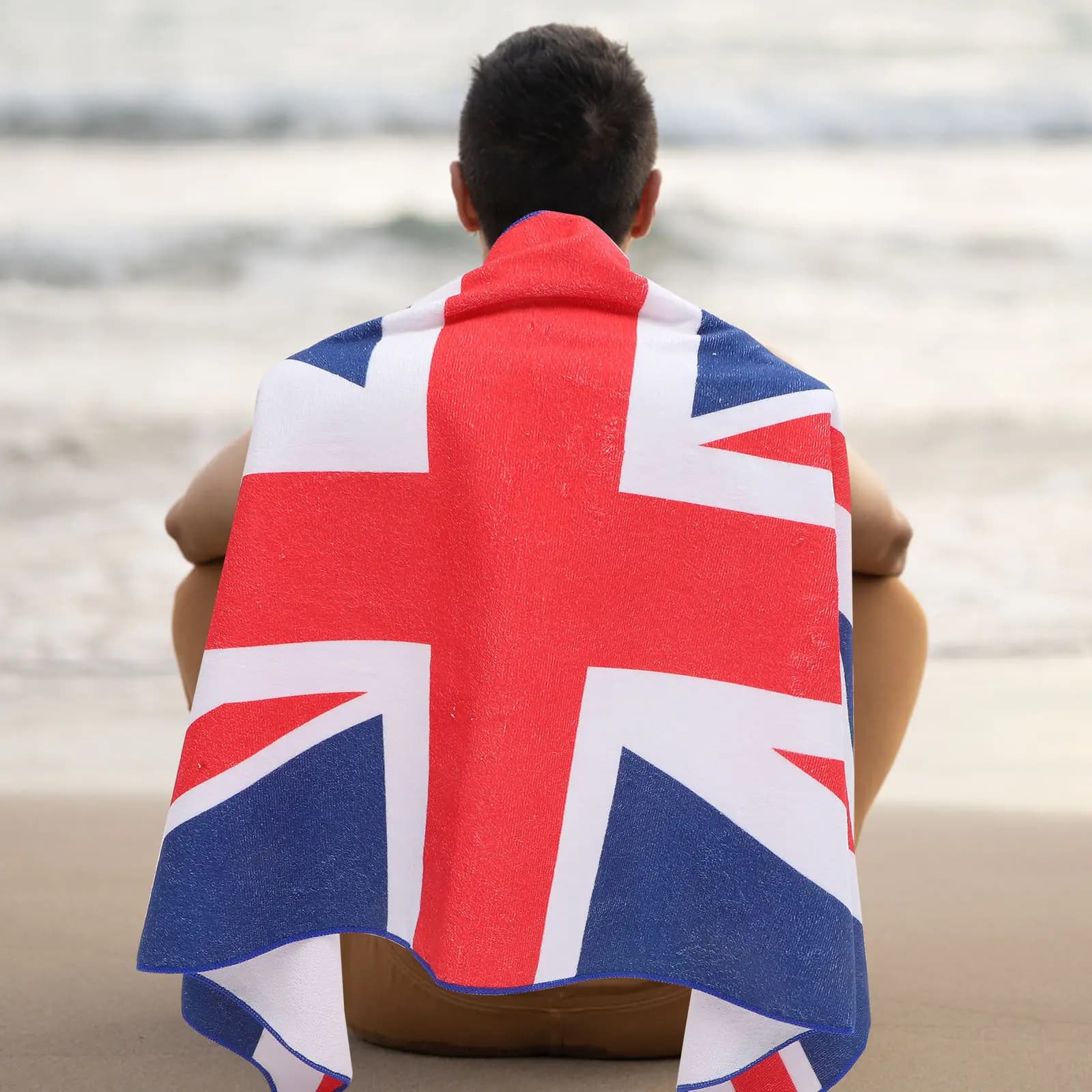 Union Flag Quick-Drying Beach Towel Large Comfortable Multi-Use Swimming Pool Towel Travel Blanket Lightweight Fast Drying