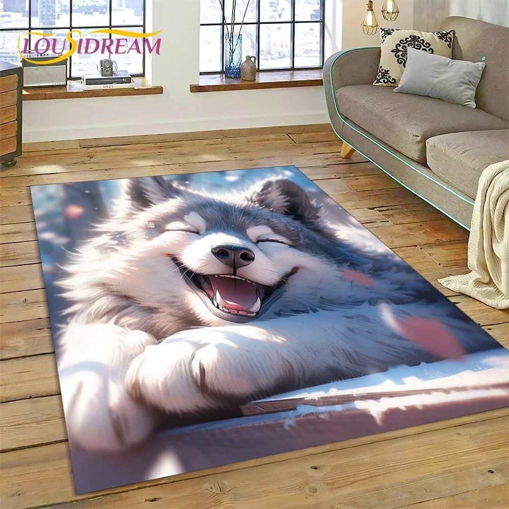 Cute Dog Samoye,Chihuahua,Husky,Koki Cartoon tappeto tappeto per camera da letto soggiorno casa divano decorazione, bambino grande arredamento tappetino