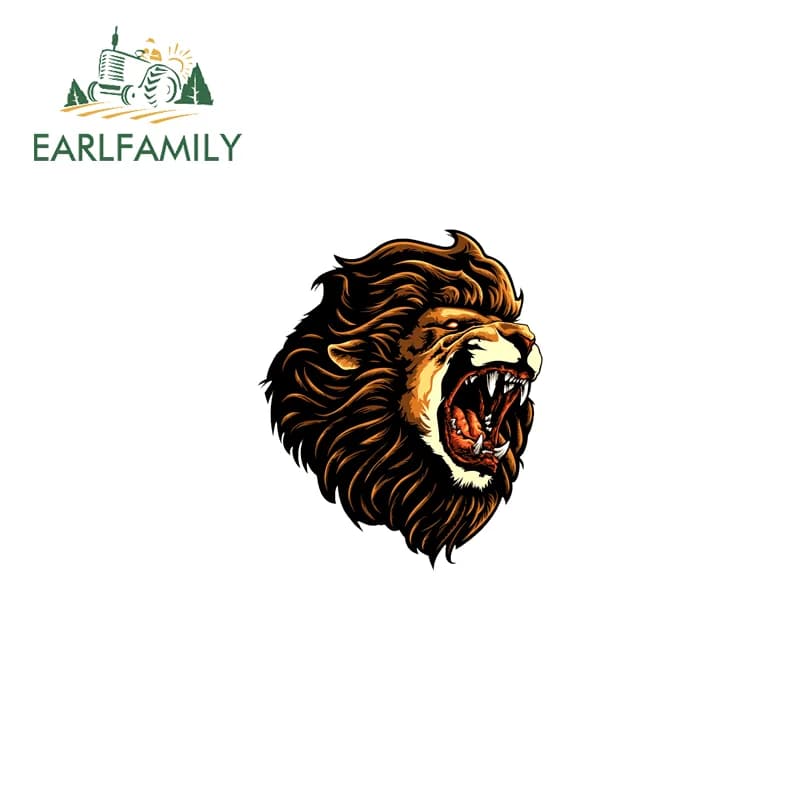 EARLFAMILY Motorcycle stickers with roaring lion head, attractive adhesives for fishing boxes, suitable for trolley and SUV accessories