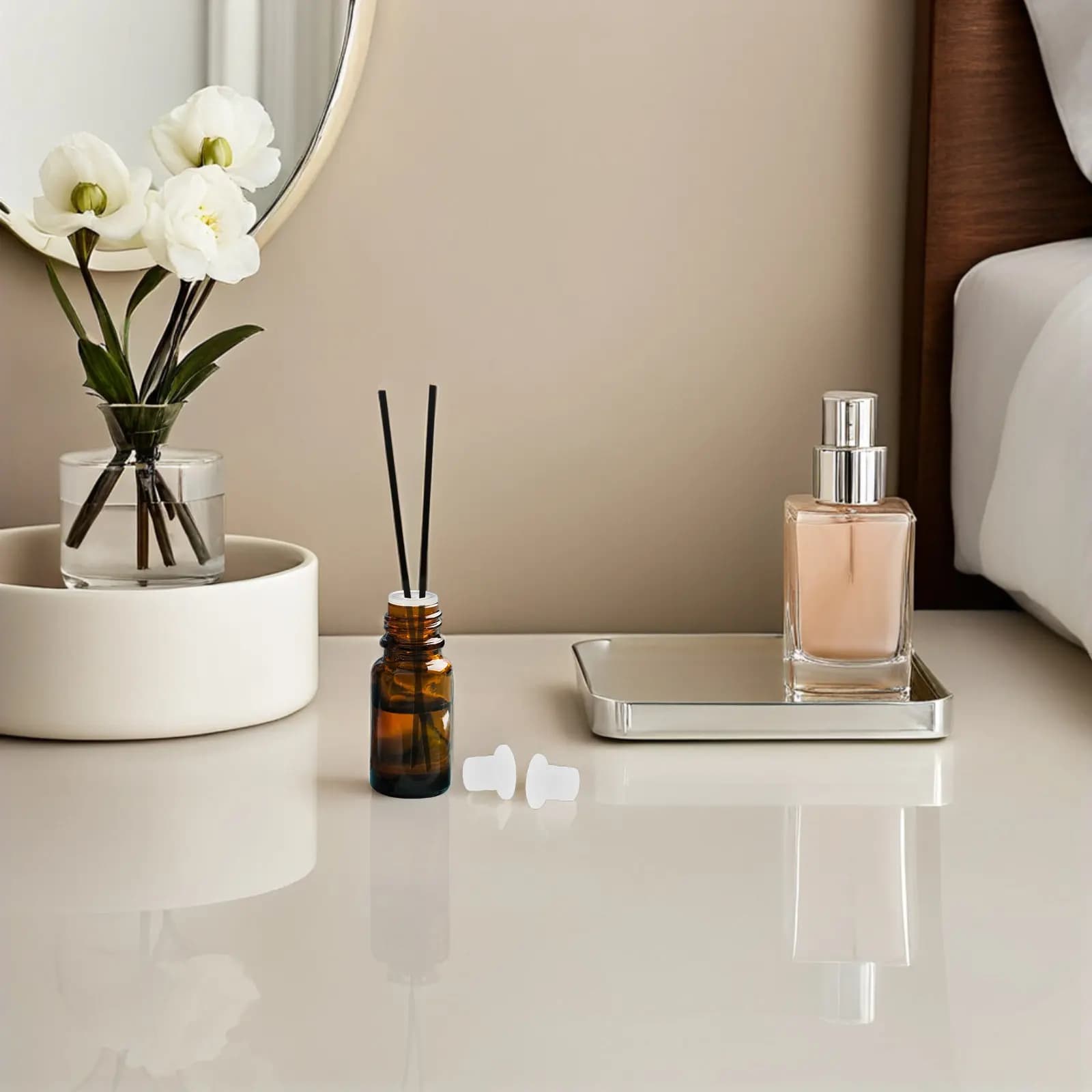 30 Tappi per Bottiglie di Aromaterapia, Tappi per Diffusori a Bastoncino, Tappi Antigoccia Perfettamente Adattabili per Bottiglie di Oli Essenziali per la Casa