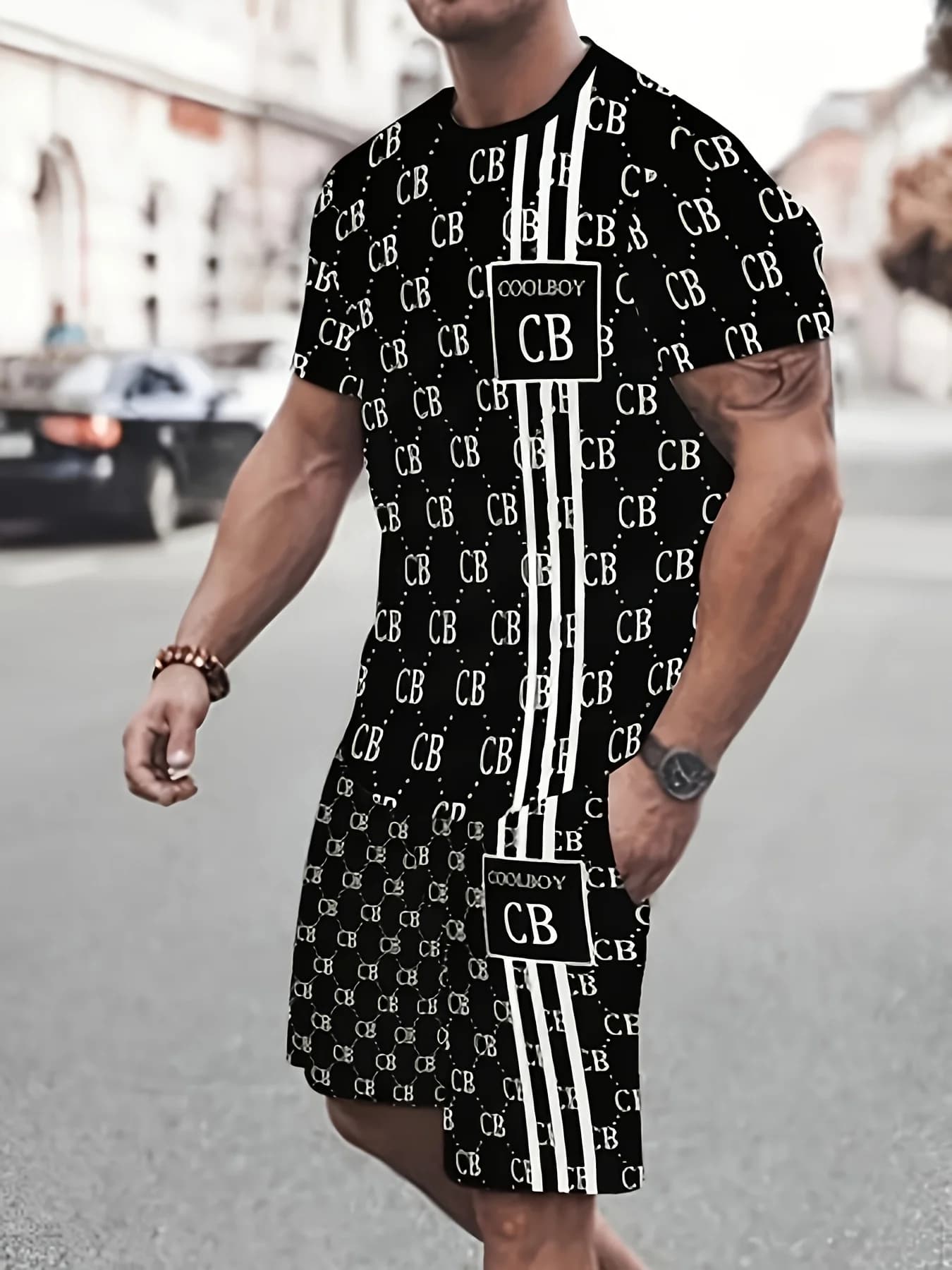 Nuovi Pantaloncini Casual da Uomo Estate 2026 con Stampa Monogramma CB, Stile Y2K Oversize, Adatti per Uso Quotidiano e Allenamento