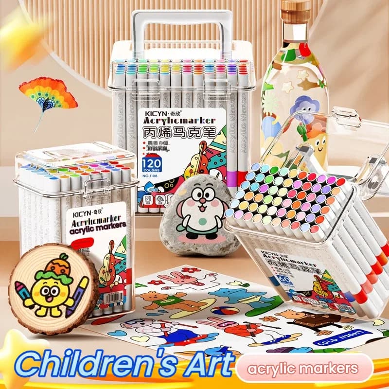 [SU]120 Colors Acrylic Paint Marker Pens Bright Pigment Quick Dry Perfect For Kids Drawing DIY Craft Projects[SU]