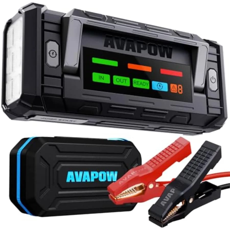 Avviatore di Emergenza Portatile 10000A con Display HD da 4 Pollici, Ricarica Rapida Bidirezionale PD 65W, Avviatore Batteria Auto 12V
