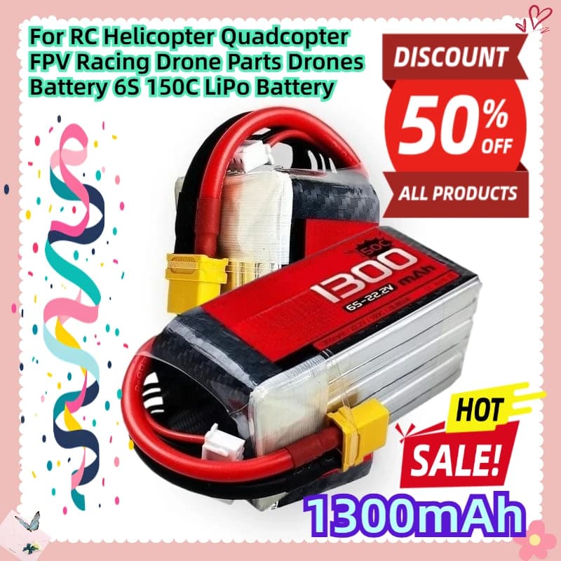 1300mAh 22.2V Per RC Elicottero Quadcopter FPV Racing Drone Parti Droni Batteria 6S 150C LiPo Batteria