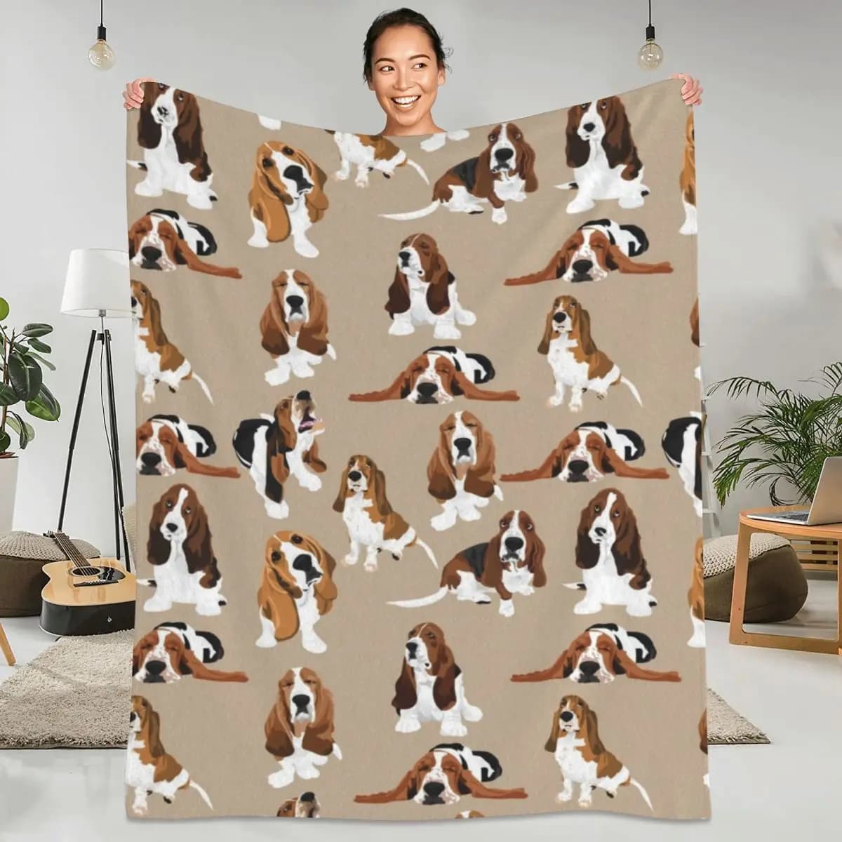 Basset Hound coperta Super calda marrone cane animale campeggio coperta invernale Design colorato copriletto in flanella copridivano
