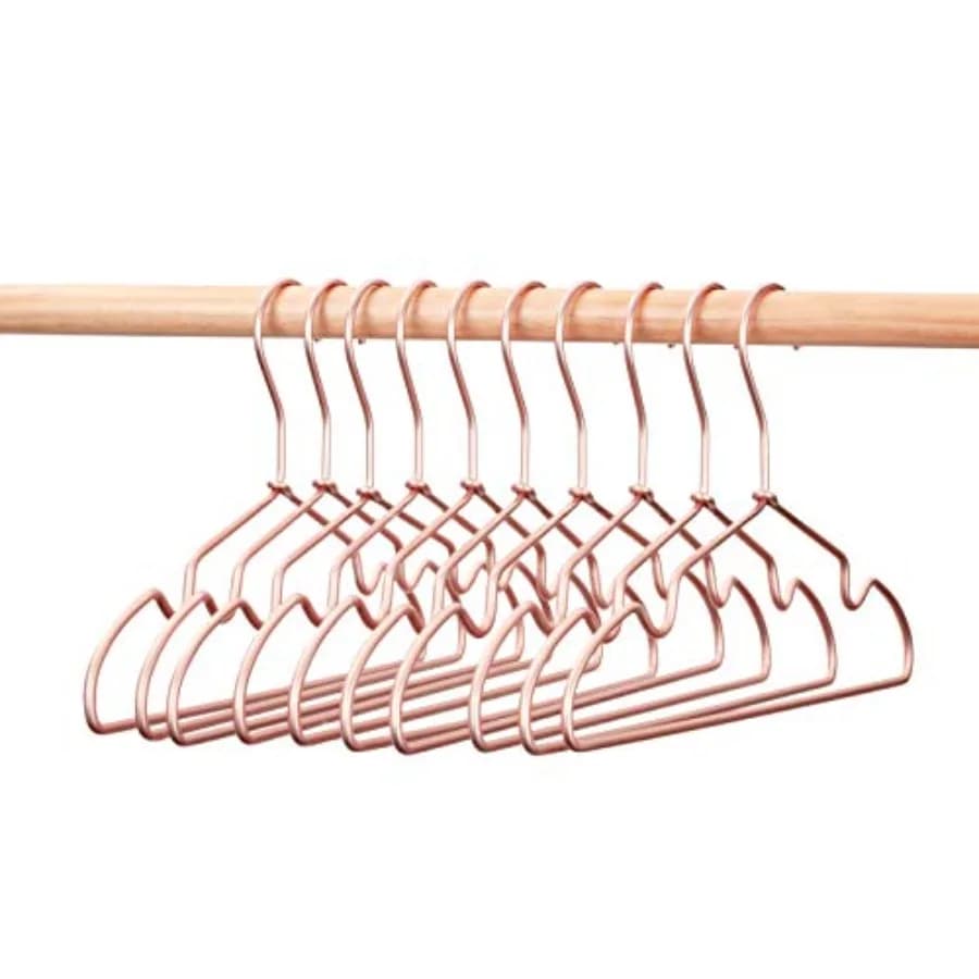 Appendiabiti per neonati antiscivolo da 12,5 pollici in filo di rame oro rosa, confezione di appendiabiti in metallo per cappotti e completi, divisori per armadietto dei bambini per pantaloni da cameretta