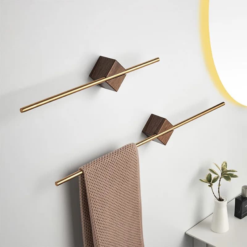 Home improvement simple design European walnut towel rack, bathroom towel bar, punched installation