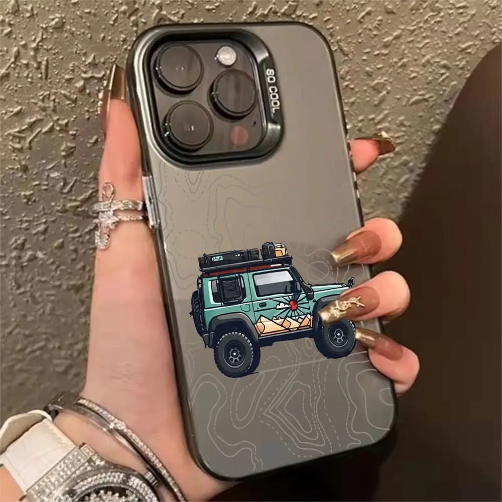 Simple Car Pattern Phone Case For iPhone 17 Air 16 15 14 13 12 Mini 11 Pro Xs Max 8 7 Plus 16e 17e X XR Anti-Scratch Hard Cover