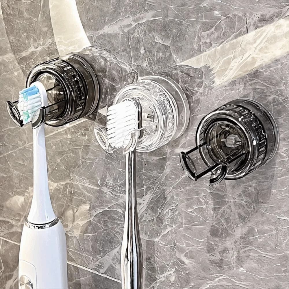 Plastic Suction Cup Electric Toothbrush Holder Hole-Free Removable Toothbrush Storage Hook Wall Mounted Reusable Plug Hooks