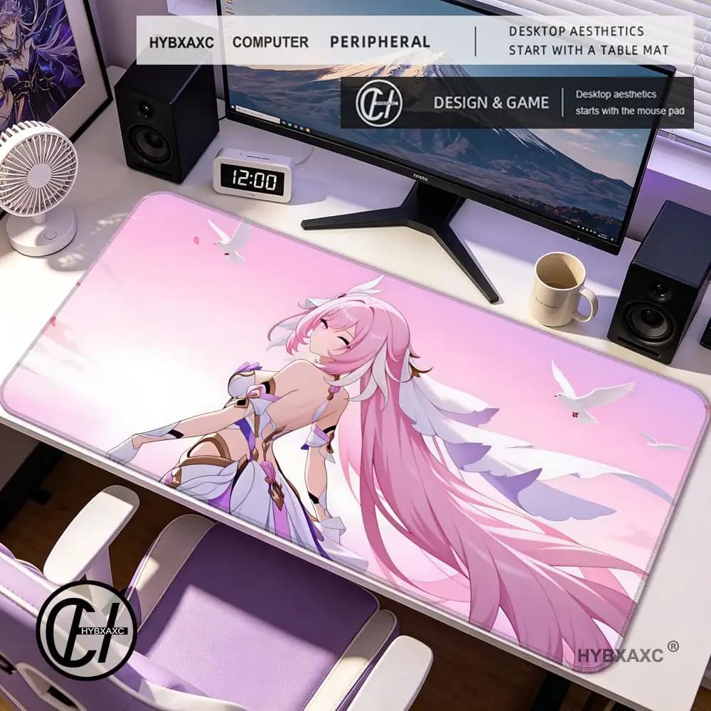 HYBXAXC Tappetino per mouse da gioco Honkai Star Rail Cyrene, carino e bellissimo, con bordi cuciti, tappetino da scrivania ispessito per PC