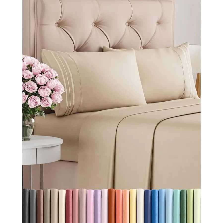 Set of 4 pieces, comfortable, breathable and refreshing sheets, luxury hotel linen set, for women, men, children and boys, with deep pockets.