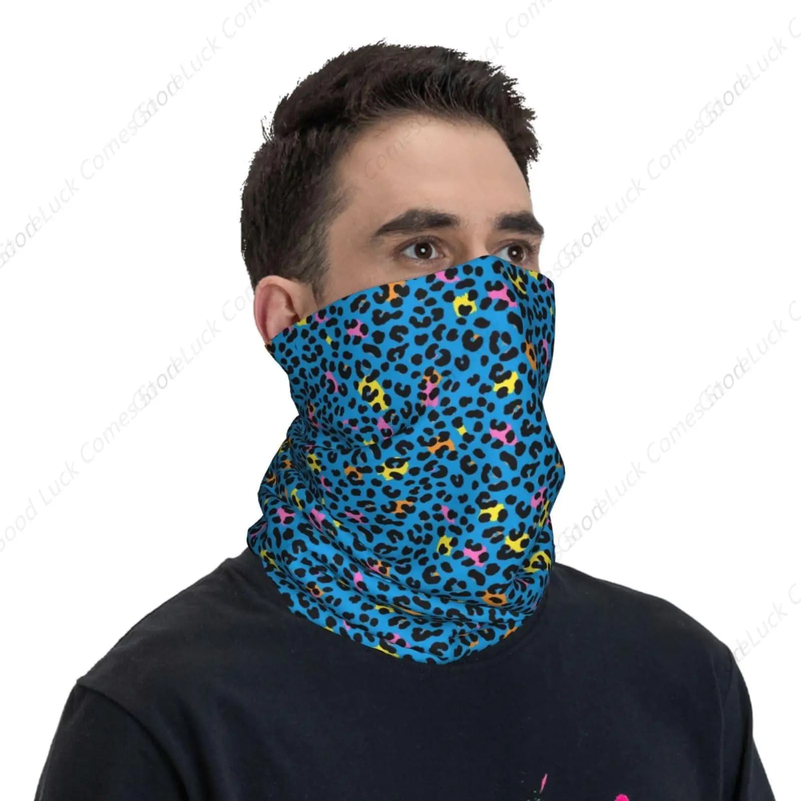 1 Pack Women & Men Neck Gaiter Magic Scarf for Motorcycle Riding, Skiing, Watercolor Leopard Cheetah Animal Print Thermal