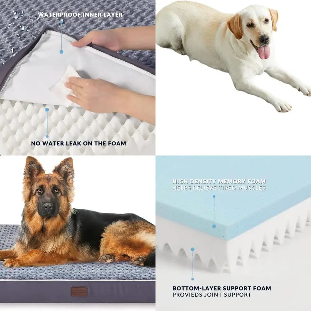 Letto ortopedico in schiuma per cani di grandi dimensioni: materasso a cassa impermeabile e lavabile con rivestimento rimovibile e base antiscivolo