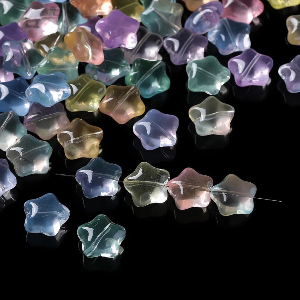 10 Pz/lotto Stella di Vetro Perline 3D Lucido Pentagramma Perline Moda Del Distanziatore Perline Sparse Per Il FAI DA TE Materiale Collana Orecchini Che Fanno