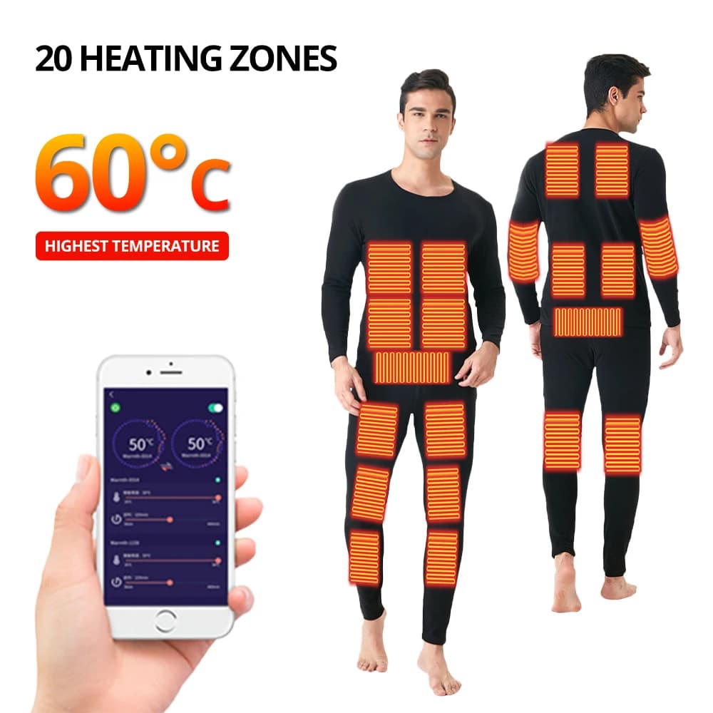 Tuta intima riscaldata Smart Phone APP Controllo temperatura Giacca da moto termica in pile invernale alimentata a batteria USB Mantieni caldo