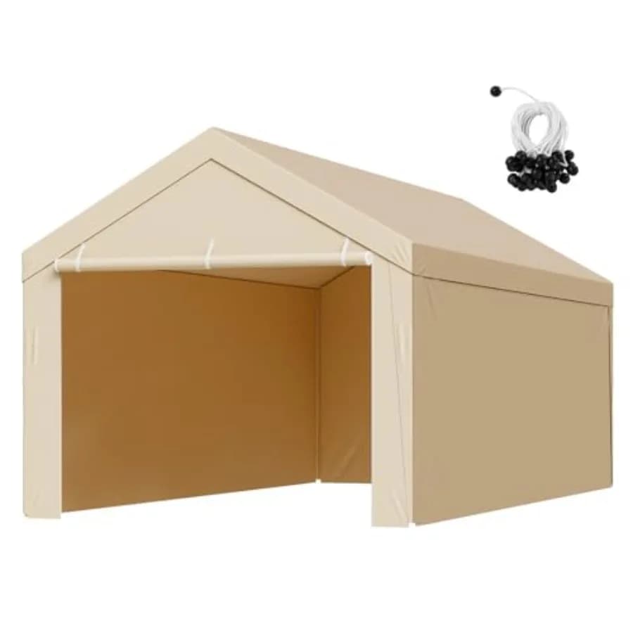 Carport Replacement Canopy Cover for Outdoor Use, Heavy-Duty UV-Resistant Waterproof Polyethylene Tarp in Gray, Includes Ball B